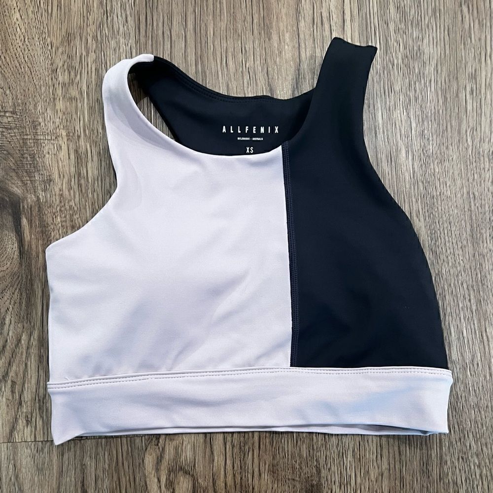 All Fenix Anthropologie Racerback Color Block Three Tone Athletic Sports Bra XS